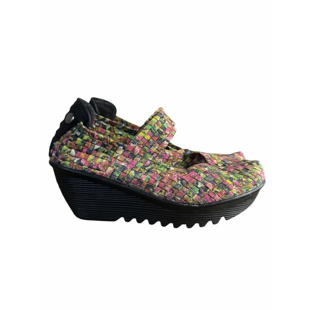 Bernie Mev Lulia Wedge Shoes Womens EU 38/8M Colorful Woven Slip On Platform